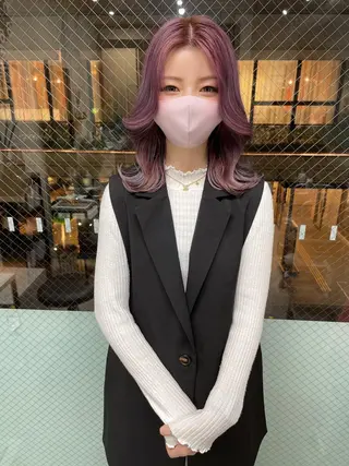 ミディアム カラー 髪質改善will hairdesignのヘアスタイル