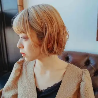 ミディアム カラー ハイトーン/ボブ/ ハイライト🌱ᩚ涼介のヘアスタイル