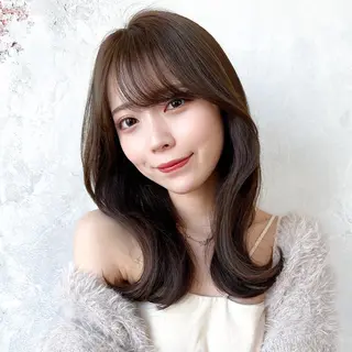 セミロング カラー 顔周り/くびれヘア 韓国ヘア💕風間るなのヘアスタイル