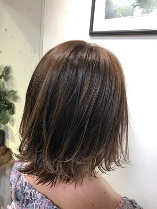 ミディアム カラー ⛄️艶カラー⛄️ ✨パーマ✨又吉のヘアスタイル