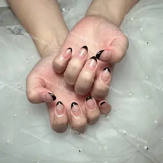 ネイル Shineジェル& チップ長さだしのネイルデザイン