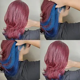 ミディアム ツヤ髪✨縮毛矯正 ハイトーンカラーのヘアスタイル