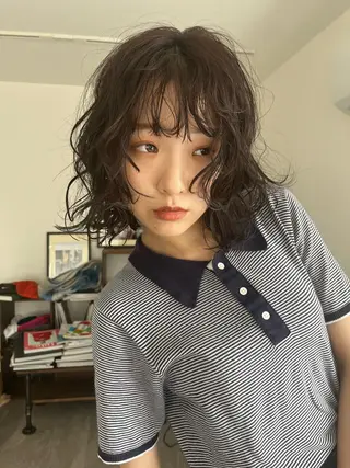 ミディアム パーマ rimi/ショート /透明感カラーのヘアスタイル