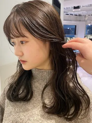 セミロング カラー パーマ メンズ レイヤー/透明感/ ブリーチなし/わかなのヘアスタイル