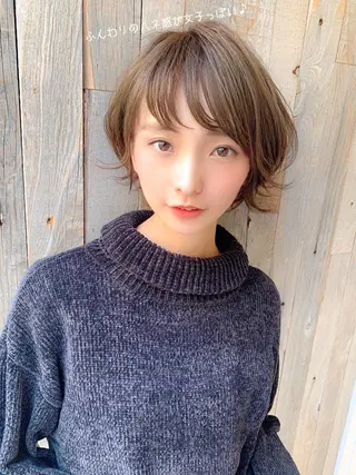 ショート カラー パーマ 大人かわいい💍🤍 ボブ/ショートボブのヘアスタイル