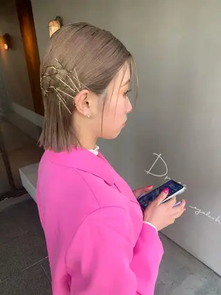 ミディアム ヘアアレンジ ブリーチ/アレンジ 天満/chihiroのヘアスタイル