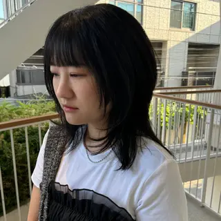 ミディアム casane所属・暖色・前髪カット 🎗️佐藤ゆみこのヘアスタイル