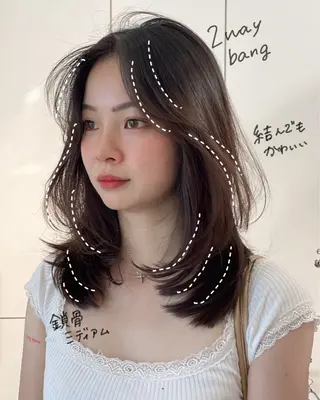 ミディアム カラー レイヤー/ブリーチ ♥️【木坂 桃歌】のヘアスタイル