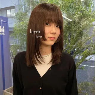 セミロング レイヤーパーマ、ボブ 小須田ゆあのヘアスタイル