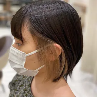 ショート カラー 韓国ボブ/縮毛矯正 /レイヤーカットのヘアスタイル