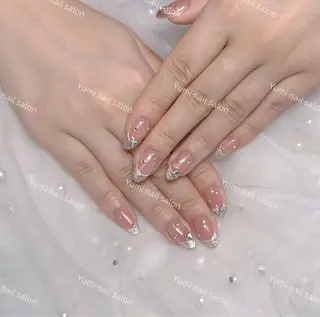 ネイル Shineジェル& チップ長さだしのネイルデザイン