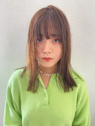 ミディアム カラー レイヤーウルフ エクステ磯部のヘアスタイル