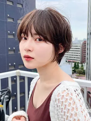 ショート ショートヘア くすみカラー、大場猛のヘアスタイル