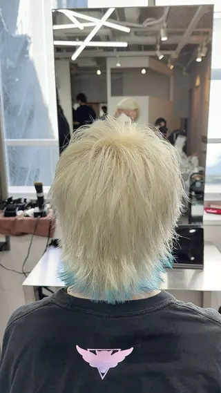 ショート カラー ヘアアレンジ メンズ ⭐️柏木皇気ブリーチ ムラ修正/他店直しのヘアスタイル