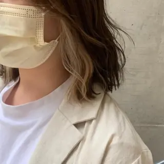 ミディアム カラー 暖色/まろベージュ/ シカタユウカのヘアスタイル