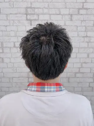 ショート ヘアアレンジ メンズ ブリーチなし艶カラー 東家のヘアスタイル