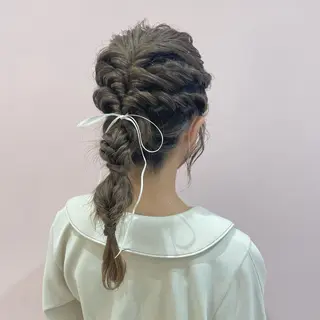 ミディアム ヘアアレンジ 似合わせカット/ ハイトーンchimiのヘアスタイル