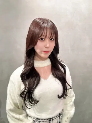 ロング カラー 韓国レイヤー/酸性 ストレート/髪質改善のヘアスタイル