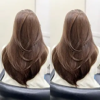 ロング カラー ブリーチ縮毛矯正/ 髪質改善/レイヤーのヘアスタイル