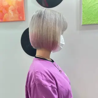 ショート カラー ヘアアレンジ 🧨ブリーチー×ボブ レイヤー💎じゅえるのヘアスタイル