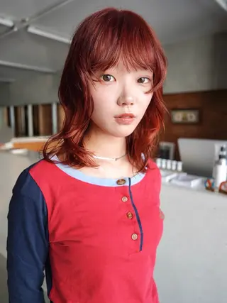 ミディアム カラー ベージュデザイン パーマKaito🌸のヘアスタイル
