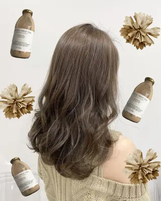 ミディアム カラー パーマ ヘアアレンジ 🩶透髪×モテ髪🩶 池袋SHE🏹🩶のヘアスタイル