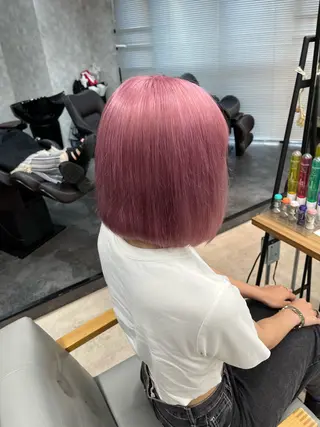 ミディアム カラー ピンク🎀ブロンド 💎ハイトーン/大和のヘアスタイル