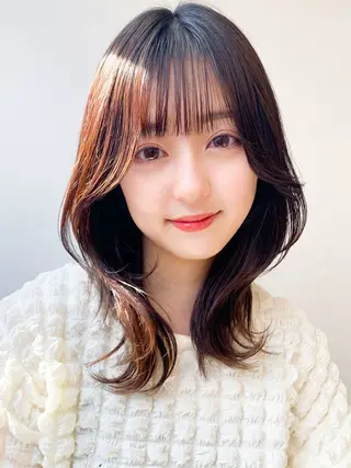 セミロング カラー 岸本 一誠のヘアスタイル