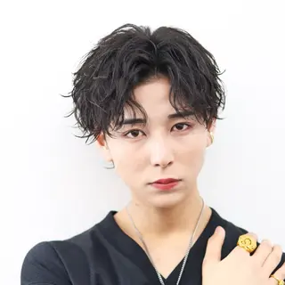 ミディアム カラー パーマ メンズ シースルーマッシュ/ メンズ/KYOHEIのヘアスタイル