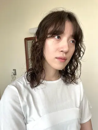 ミディアム カラー パーマ ボブパーマ/パーマ ウルフパーマのヘアスタイル