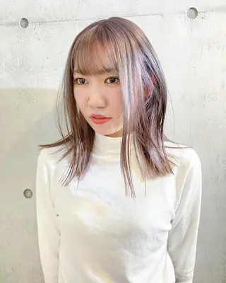 ミディアム カラー パーマ、髪質改善 菊地美月のヘアスタイル