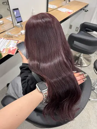 ロング カラー 暗髪🩶ラベンダー/ ブルー/ユウナ🤍のヘアスタイル