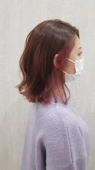 ミディアム カラー 顔周りレイヤーカット 髪質改善代表西村功平のヘアスタイル