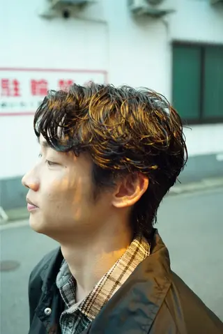 ミディアム パーマ メンズ GAKU 岳人のヘアスタイル