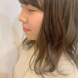 セミロング パーマ ヘアアレンジ 透明感color 🥣suzunaのヘアスタイル