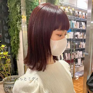 ミディアム ボブ顔周り 韓国遠藤小雪のヘアスタイル