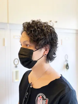 ショート パーマ メンズ 大阪長居🌱野見山 卓也のヘアスタイル