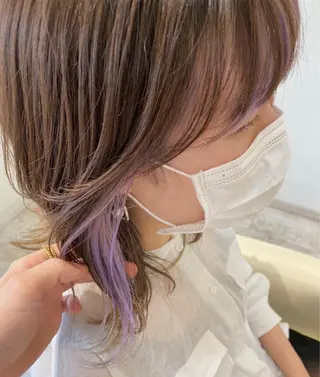 ミディアム カラー ブリーチなしWカラー /酸性ストレート河本のヘアスタイル