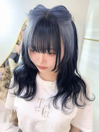 セミロング カラー 🦋高瀬寛菜🦋 韓国/ブリーチのヘアスタイル