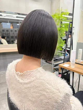 ショート 切りっぱなしボブ/ 小顔ボブNANAのヘアスタイル