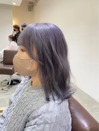 ミディアム カラー ブリーチなしWカラー /酸性ストレート河本のヘアスタイル