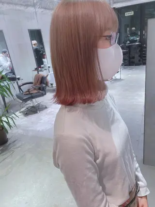 ミディアム 美髪矯正/艶カラー ボブ/栄/鐘ヶ江純也のヘアスタイル