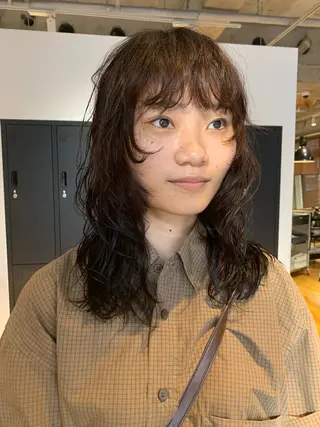 ロング カラー パーマ ボブ　くせ毛風パーマ 艶カラー/横山大樹のヘアスタイル