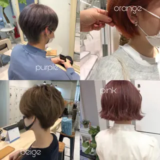 カラー レイヤー/顔まわり カット/地毛風カラーのヘアスタイル