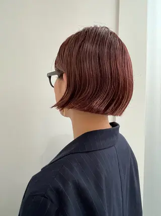 セミロング カラー ヘアアレンジ 🎈ブリーチなし暖色 カラー/レッド/ゆいのヘアスタイル