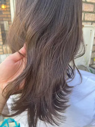 セミロング カラー ヘアアレンジ レイヤー/グレージュ 🤍奥開梨恵のヘアスタイル