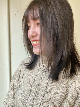 ミディアム カラー パーマ美容師 hanaのヘアスタイル