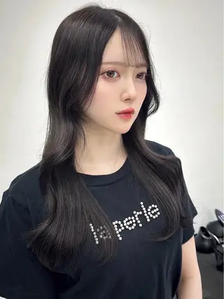 セミロング カラー 🎀ツヤ髪韓国ヘア ミカ🎀のヘアスタイル