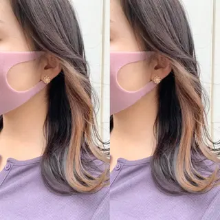 ミディアム カラー 細沼 葵のヘアスタイル