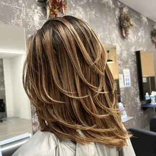 ミディアム カラー ヘアアレンジ アンドウ ユウ/ レイヤーカット/韓国のヘアスタイル